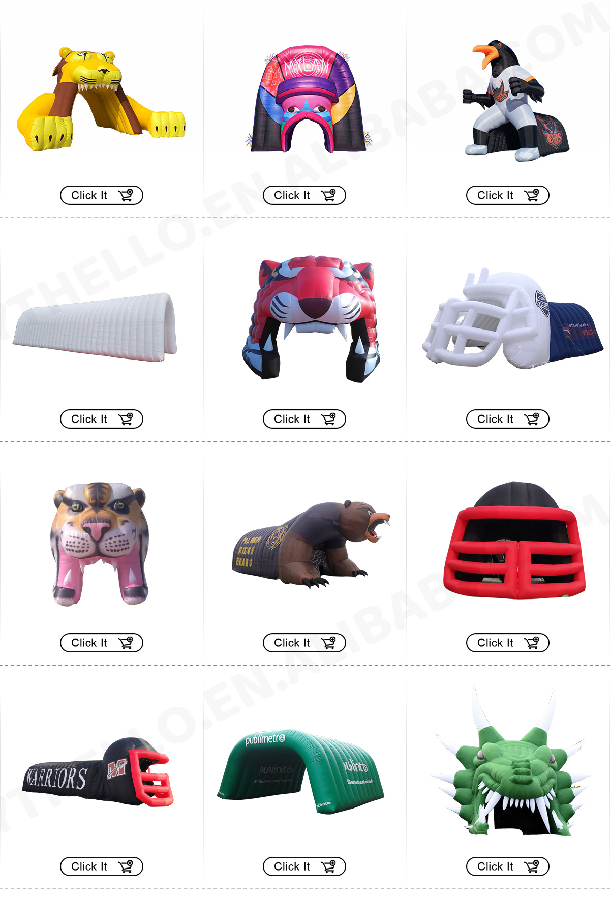 Custom Outdoor Giant Run Through Sport Entrance Tiger Head Mascot Tunnel Inflatable Tiger Football Tunnel For Sports插图2