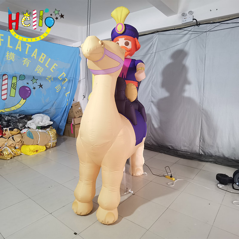 LED light high quality inflatable camel carrying king costume Inflatable camel costume with king插图