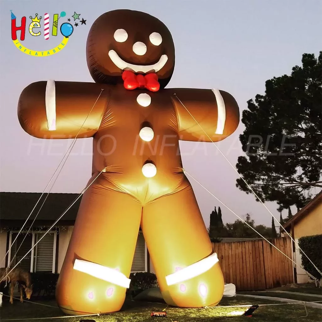 inflatable Gingerbread man LED lighting outdoor christmas blow ups inflatable ornaments christmas inflatable decoration插图