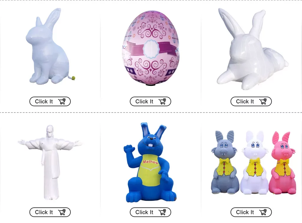 Cute White Inflatable Easter Bunny Rabbit Cartoon with Light for Festival Performance Decoration插图3