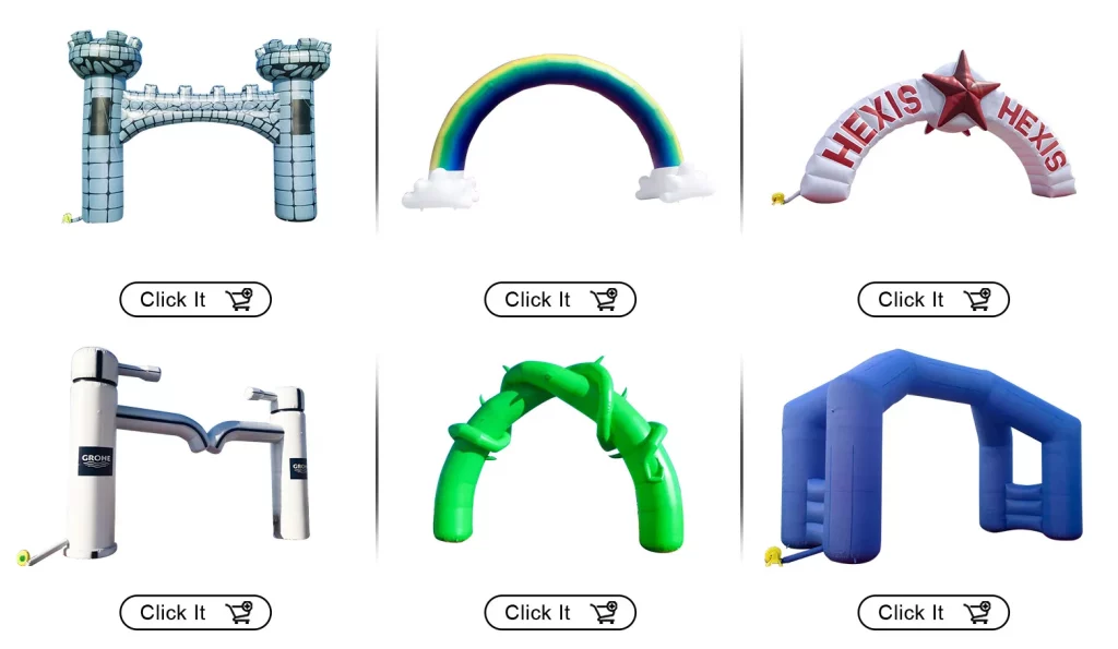 Advertisement Inflatable Pink Arch Manufacturer Supplier Inflatable Polygon Arch with Colored ribbons Advertising Outdoor Inflatable Arches Custom插图2