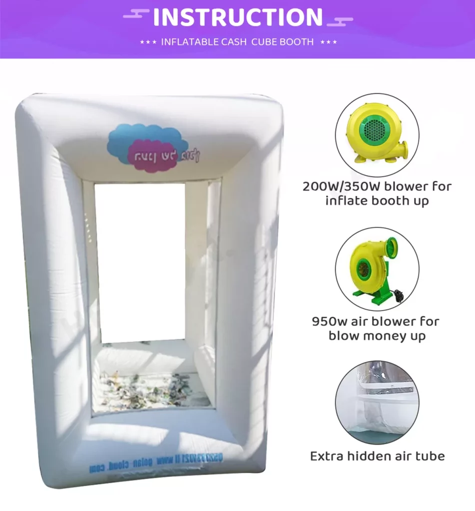 Promotion Advertising Cube Inflatable Cash Machine Grab Money Booth with custom design插图1