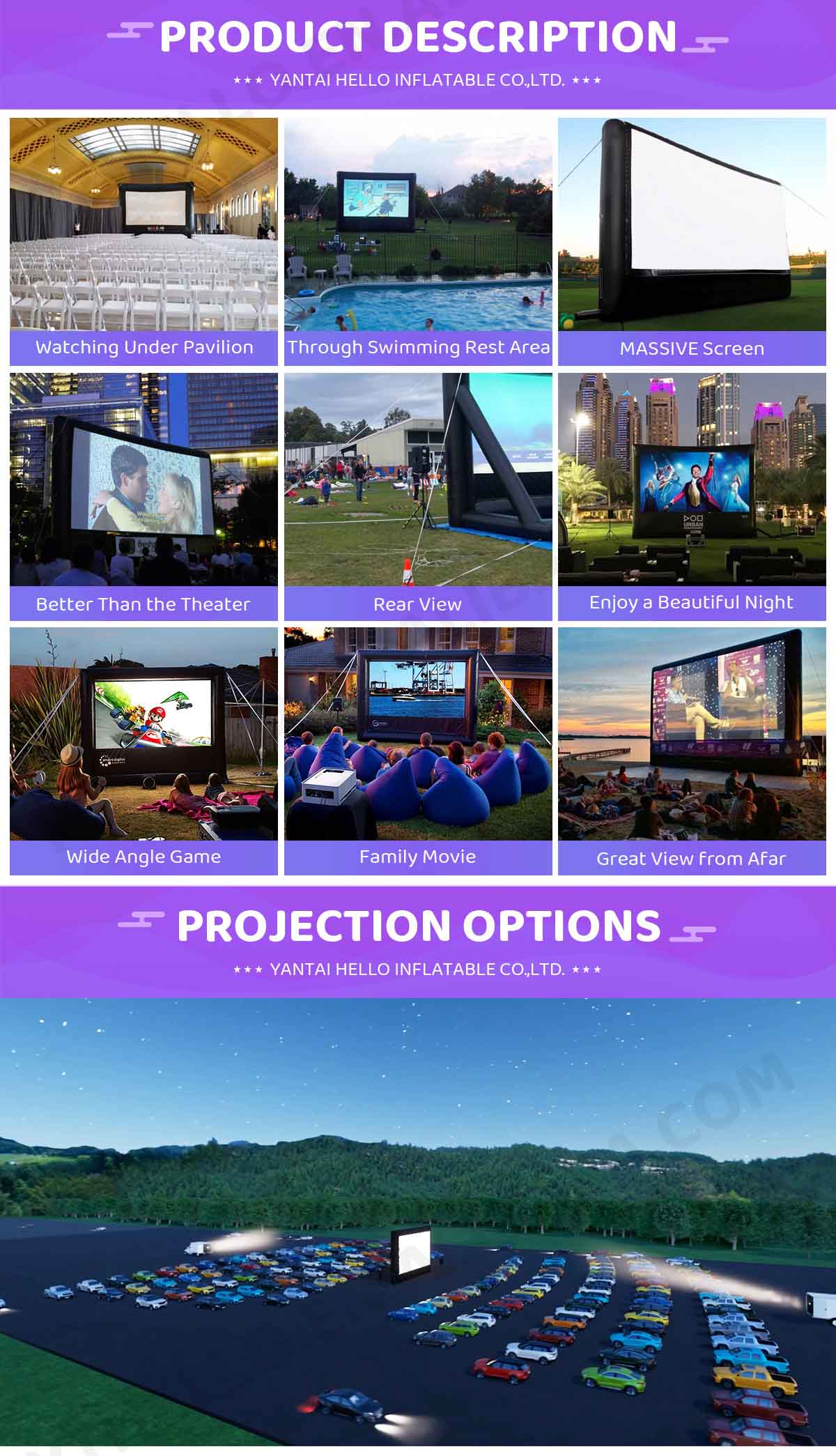 12 / 14 / 16 / 18 / 20 Feet Customized Inflatable Screen Movie Out Inflatable Movie Screen插图1