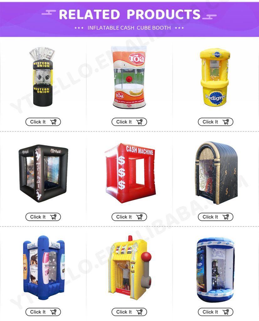 Custom inflatable Cube Cash money catching machine grab booth For Sale插图