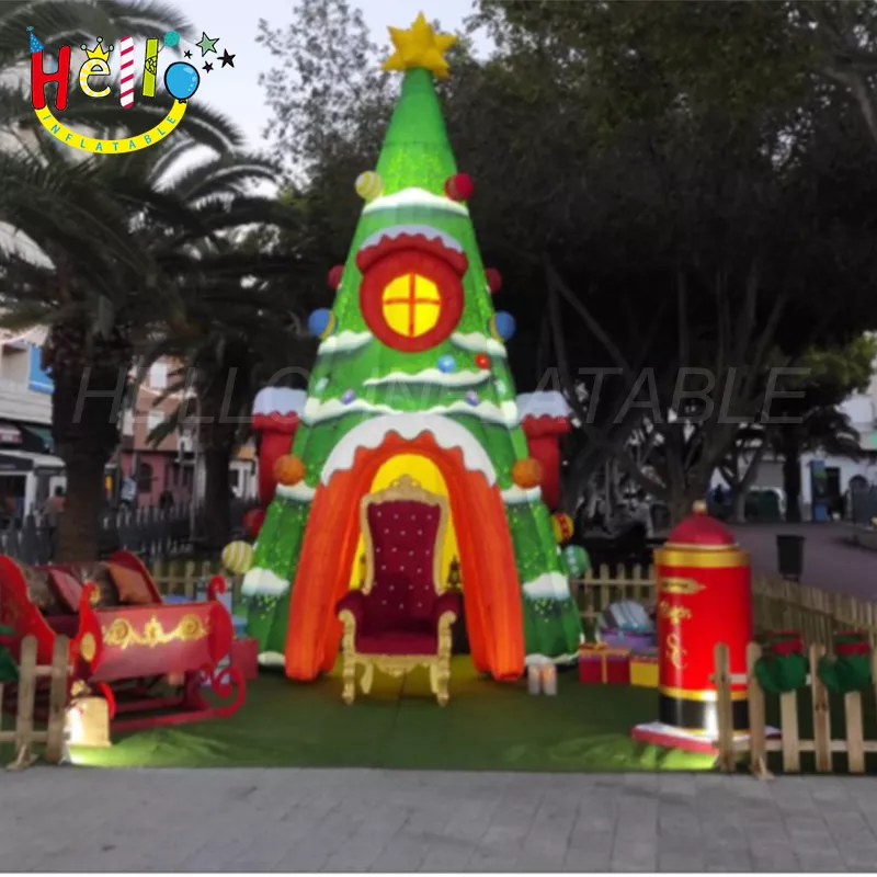 Custom inflatable Christmas tree tent yard decoration inflatable tree hole插图