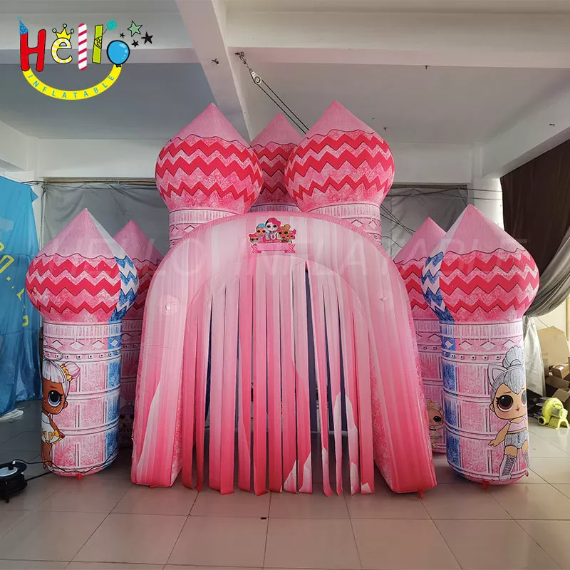 inflatable cartoon archway pink Inflatable Fortress Arch插图