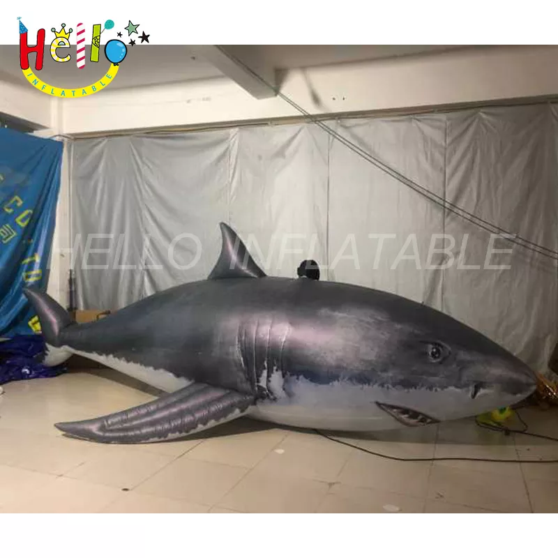 Aquarium decorative inflatable shark balloon lighting inflatable hanging shark fish插图