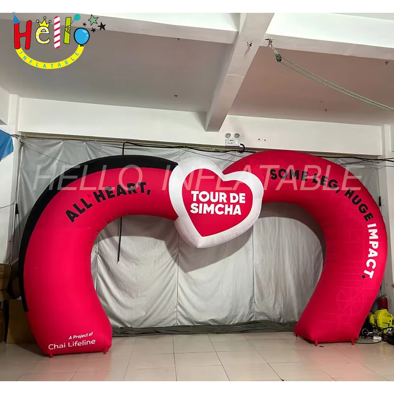 Factory price custom inflatable arches inflatable heart-shaped archway blow up gate插图
