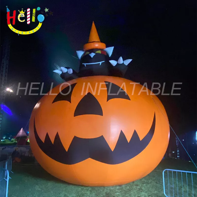 Custom giant inflatable Halloween decoration funny advertising inflatable pumpkin with black hat on插图