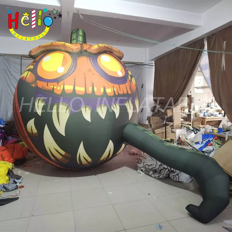 4m side length, 3m high inflatable pumpkin for Halloween manor entrance decoration插图