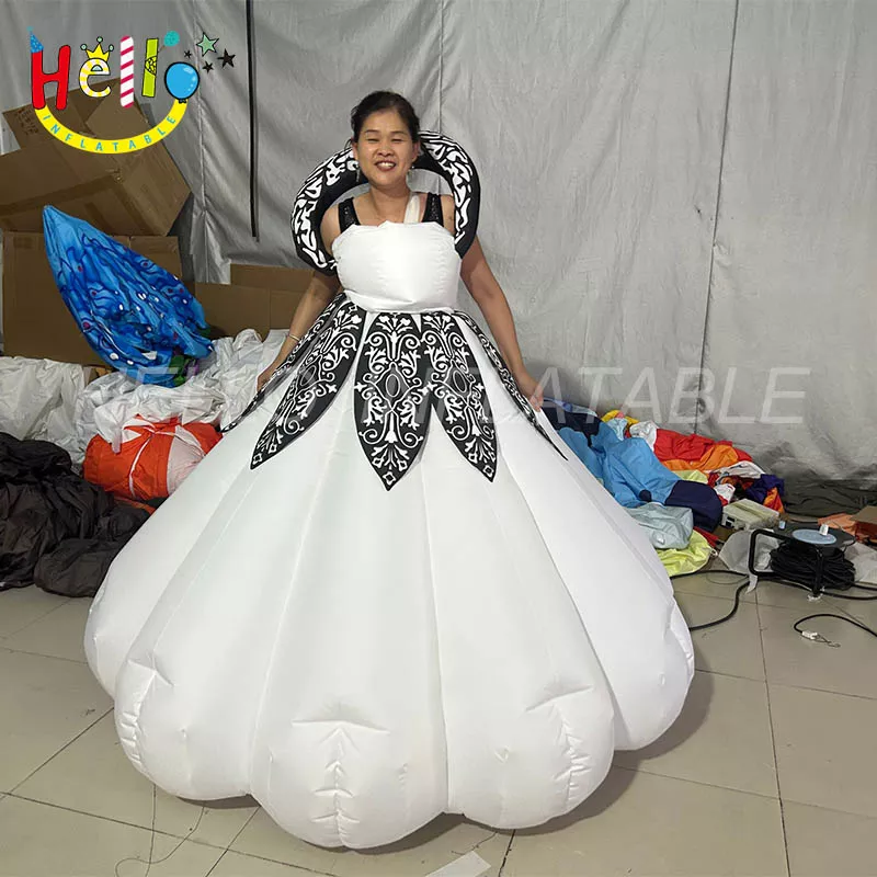 Beautiful Inflatable Skirt Costume White Walking Inflatable Costume for performance