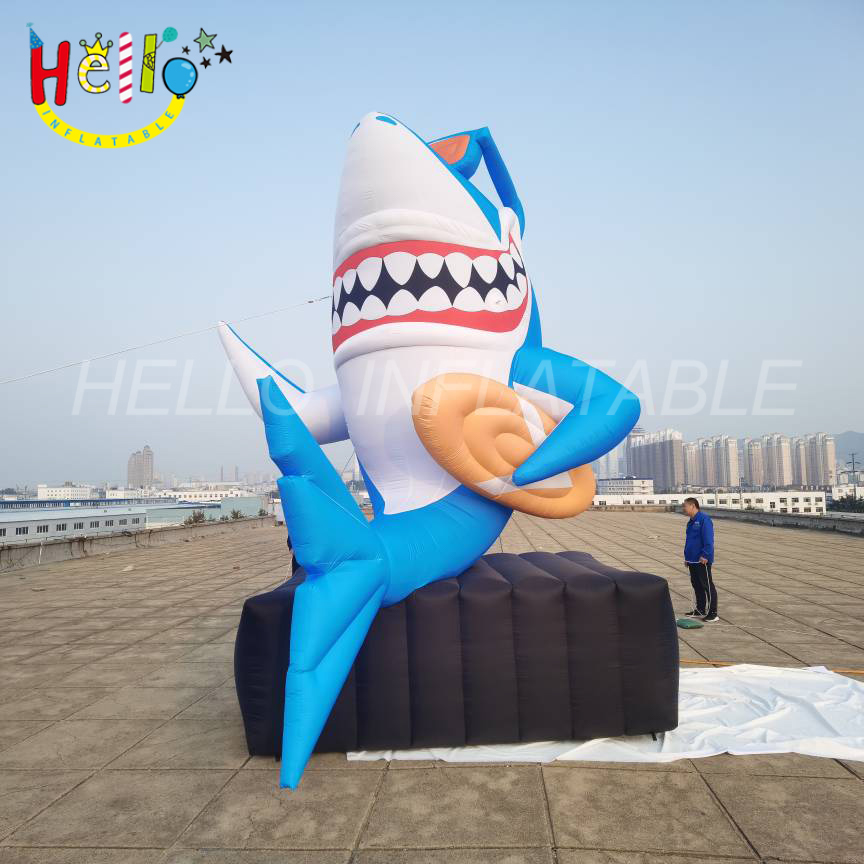 Custom Giant Inflatable Bule Shark Toy Aquarium Decoration Inflatable Shark For Sale插图