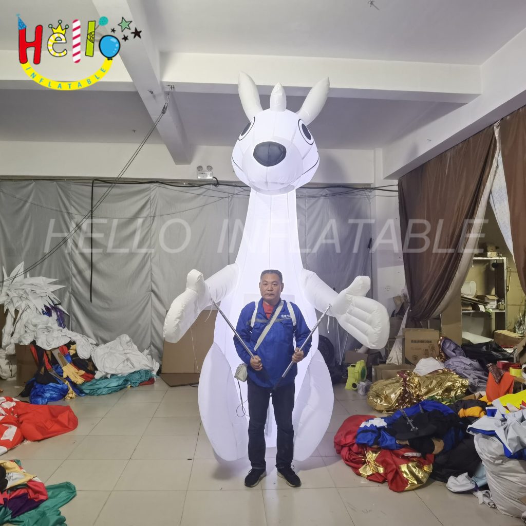 Parade White Inflatable Animal Costume Inflatable Kangaroo Puppet With Led Light插图