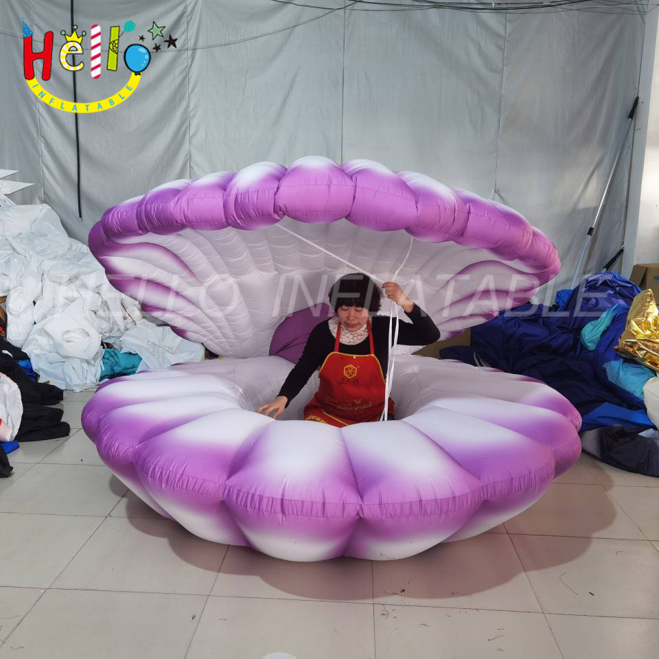 Ocean Theme Party Stage Decoration Customized Inflatable Gradation Purple Shell Scallops Inflatable Shell插图