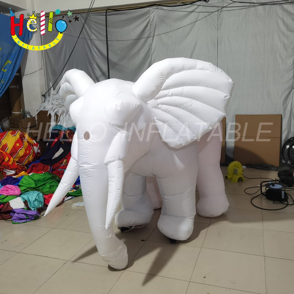 High Quality Playground Party Lovely White Inflatable Cartoon Mascot Costume Inflatable Elephant插图