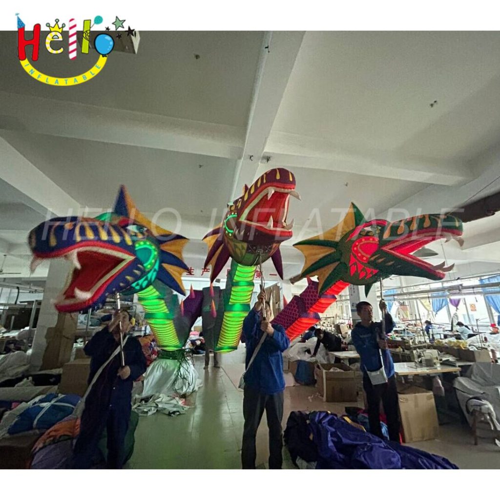 High Quality Inflatable Dragon Dance Long Giant Inflatable Three Head Dragon插图