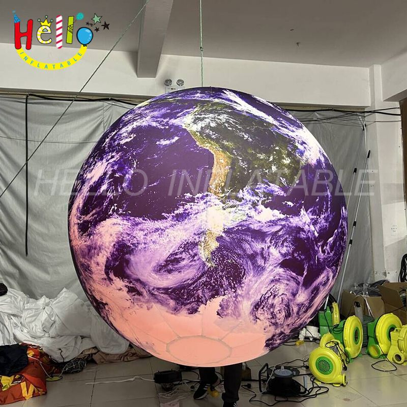 Custom Inflatable Ball Geographical Museum Decoration Led Light Inflatable Earth插图